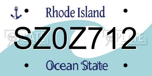 SZ0Z712 Rhode Island License Plate