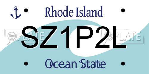 SZ1P2L Rhode Island License Plate