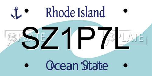 SZ1P7L Rhode Island License Plate