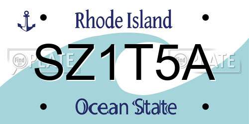 SZ1T5A Rhode Island License Plate