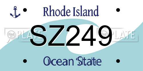 SZ249 Rhode Island License Plate