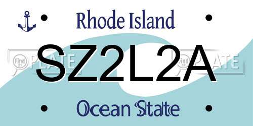 SZ2L2A Rhode Island License Plate