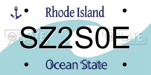 SZ2S0E Rhode Island License Plate