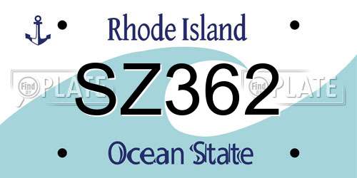 SZ362 Rhode Island License Plate