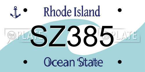 SZ385 Rhode Island License Plate