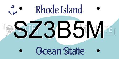 SZ3B5M Rhode Island License Plate
