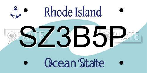 SZ3B5P Rhode Island License Plate