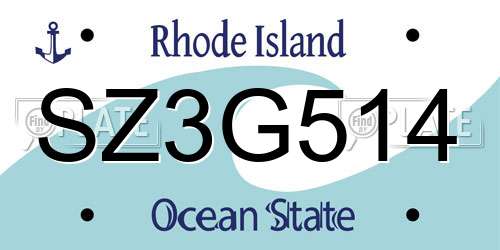 SZ3G514 Rhode Island License Plate
