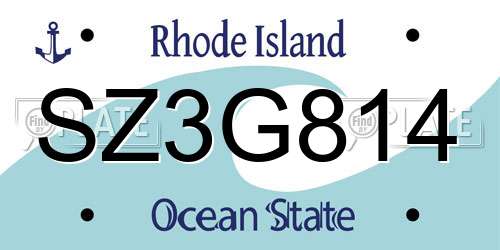 SZ3G814 Rhode Island License Plate