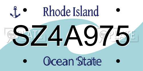 SZ4A975 Rhode Island License Plate