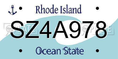 SZ4A978 Rhode Island License Plate