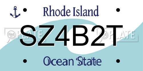 SZ4B2T Rhode Island License Plate