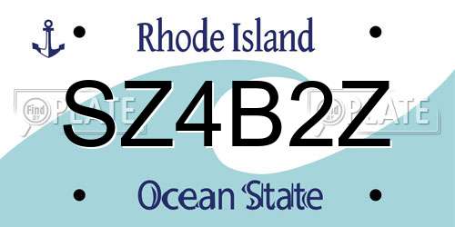 SZ4B2Z Rhode Island License Plate