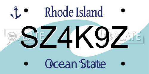 SZ4K9Z Rhode Island License Plate