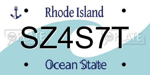 SZ4S7T Rhode Island License Plate