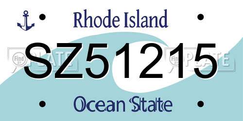 SZ51215 Rhode Island License Plate