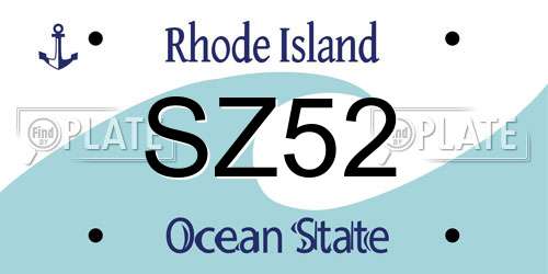 SZ52 Rhode Island License Plate