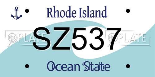 SZ537 Rhode Island License Plate
