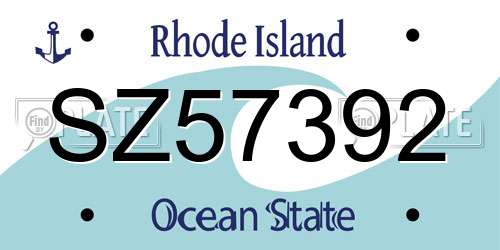SZ57392 Rhode Island License Plate