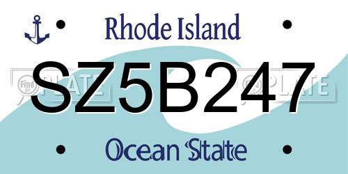 SZ5B247 Rhode Island License Plate