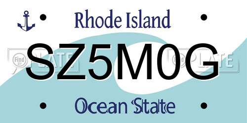 SZ5M0G Rhode Island License Plate