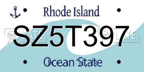 SZ5T397 Rhode Island License Plate