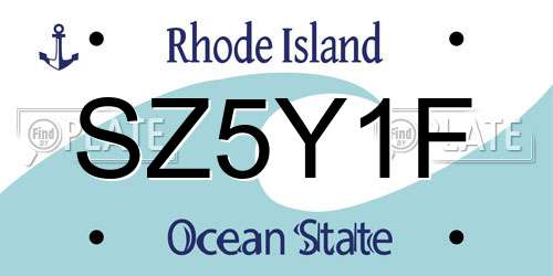 SZ5Y1F Rhode Island License Plate