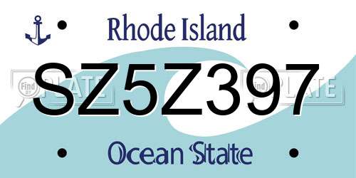 SZ5Z397 Rhode Island License Plate