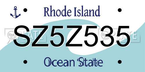SZ5Z535 Rhode Island License Plate