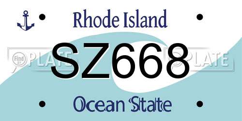 SZ668 Rhode Island License Plate