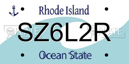 SZ6L2R Rhode Island License Plate