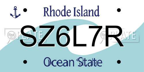 SZ6L7R Rhode Island License Plate