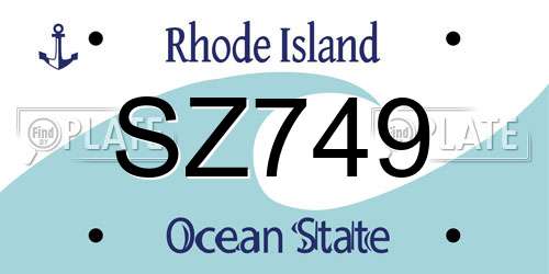 SZ749 Rhode Island License Plate