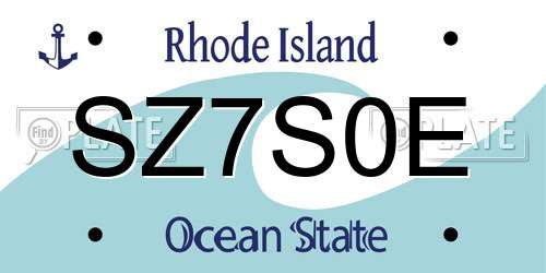 SZ7S0E Rhode Island License Plate