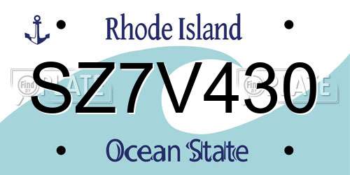 SZ7V430 Rhode Island License Plate
