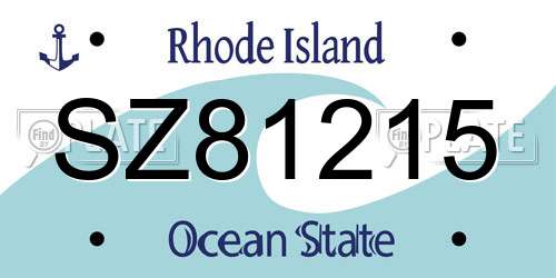 SZ81215 Rhode Island License Plate