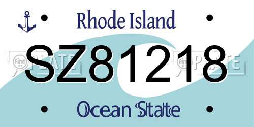 SZ81218 Rhode Island License Plate