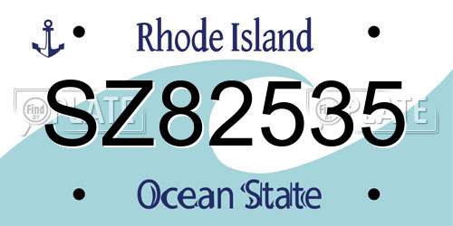 SZ82535 Rhode Island License Plate