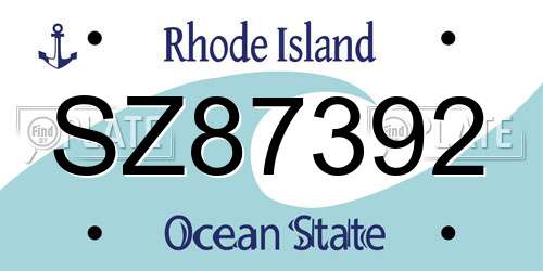 SZ87392 Rhode Island License Plate