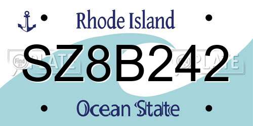 SZ8B242 Rhode Island License Plate