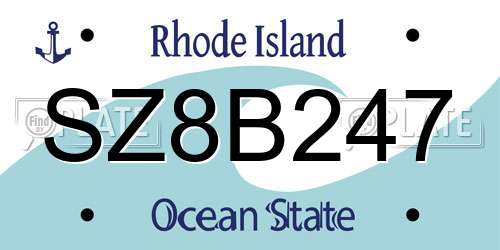 SZ8B247 Rhode Island License Plate