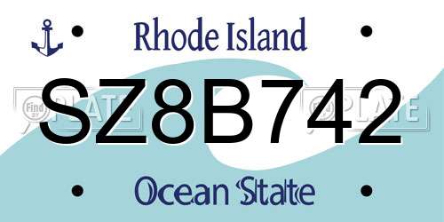 SZ8B742 Rhode Island License Plate