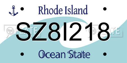 SZ8I218 Rhode Island License Plate