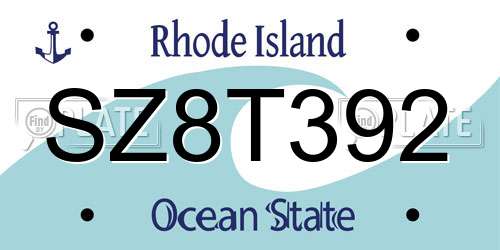 SZ8T392 Rhode Island License Plate