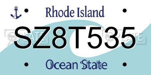 SZ8T535 Rhode Island License Plate