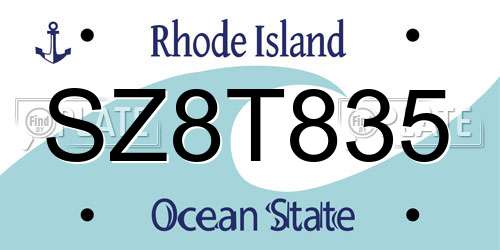 SZ8T835 Rhode Island License Plate