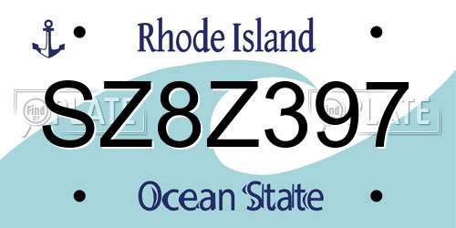 SZ8Z397 Rhode Island License Plate