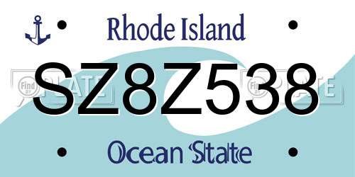 SZ8Z538 Rhode Island License Plate