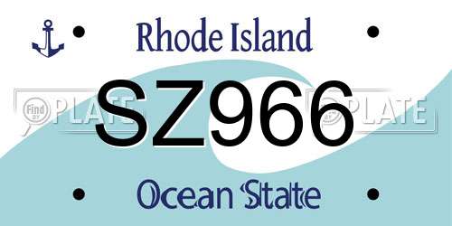 SZ966 Rhode Island License Plate