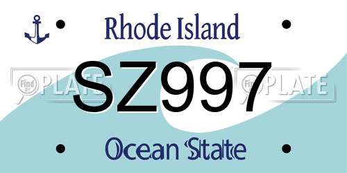 SZ997 Rhode Island License Plate